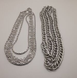 2 Vintage Silver Toned Monet Necklaces - Excellent Used Condition